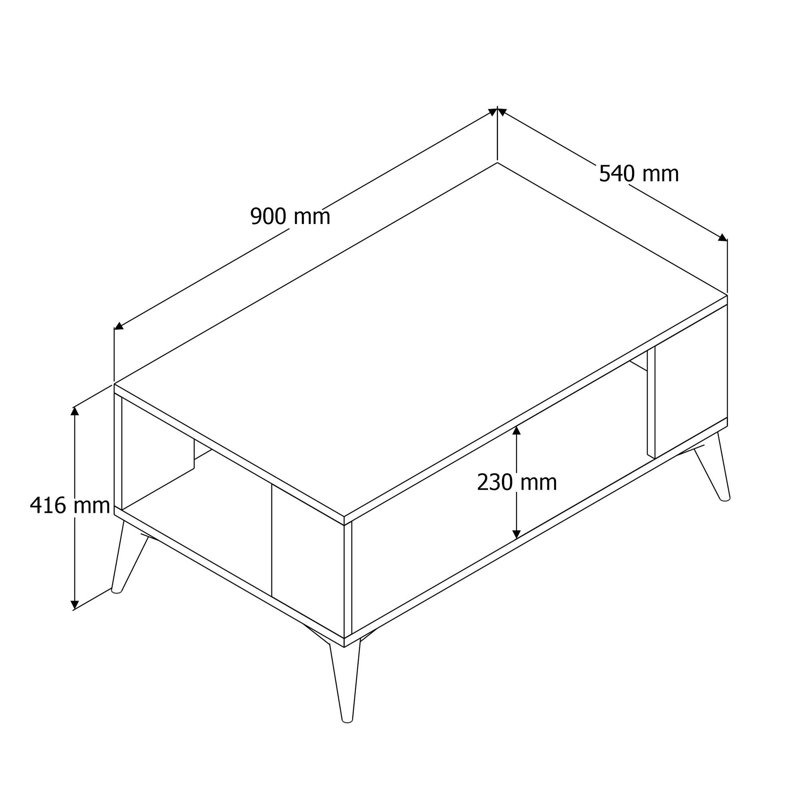 Table basse à 4 pieds avec rangement