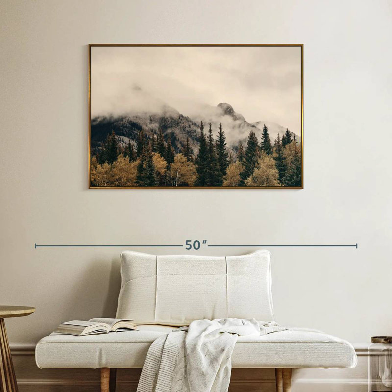 Foggy Banff National Park, Cadre flottant doré, 40 po x 27 po