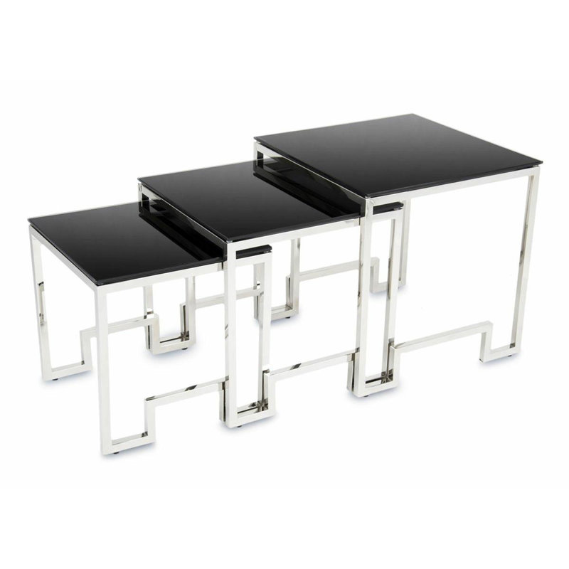Exley Glass Top Sled Nesting Tables