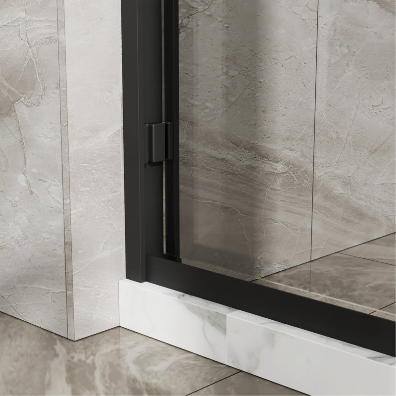 Double Sliding Glass Shower Door  60 In. W X 72 In. H Aluminum Framed Shower Enclosure With SGCC Clear Tempered Glass