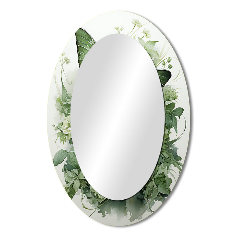 Miroir mural vert Green Butterfly Whirling Beauty, 36 po x 24 po
