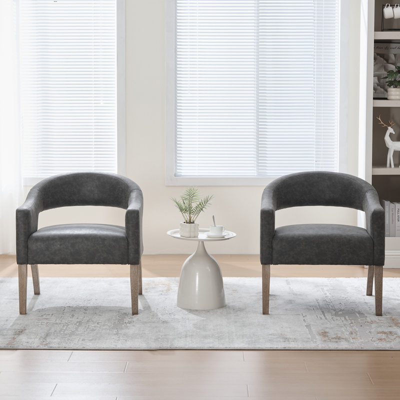 Chaise d'appoint rembourrée moderne l 26,2 po, ensemble de 2 fauteuils, Gris