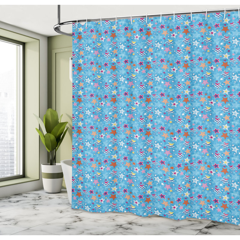 Rideau de douche à motif de étoiles Latitude Run®, H 84 po x l 69 po