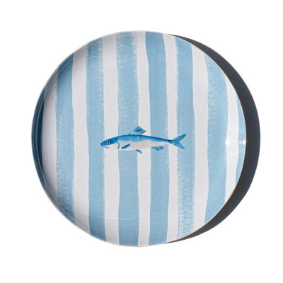 Sardinia NewWave Melamine Stripe Salad Plate - Blue - 8.5" - Set of 6