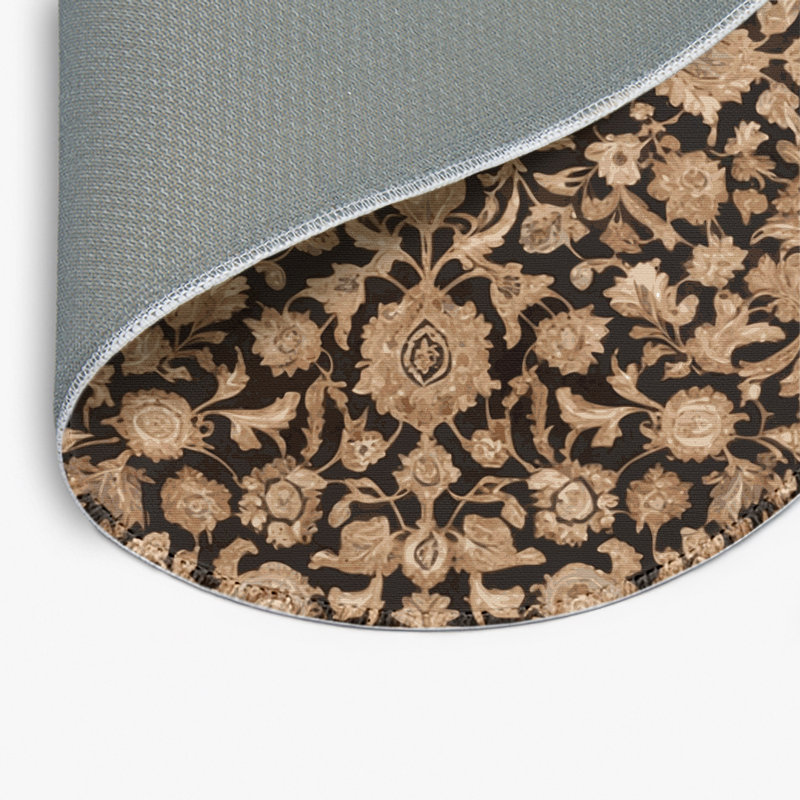 Tapis d'intérieur et d'extérieur persan beige, Rond 5 pi
