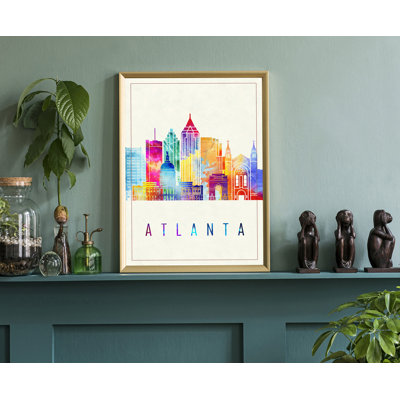 «Atlanta Modern Illustration», villes des États-Unis, affiche non imprimée, art mural de l'État de Géorgie