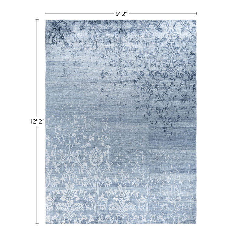 Overdyed One-of-a-Kind Rectangle 9'2" X 12'2" Hand Knotted Area Rug