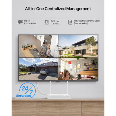 5MP 3K WIFI-6 360° Pan/Tilt Outdoor Security Camera System with 1TB HDD, 2-way Audio, Human Track