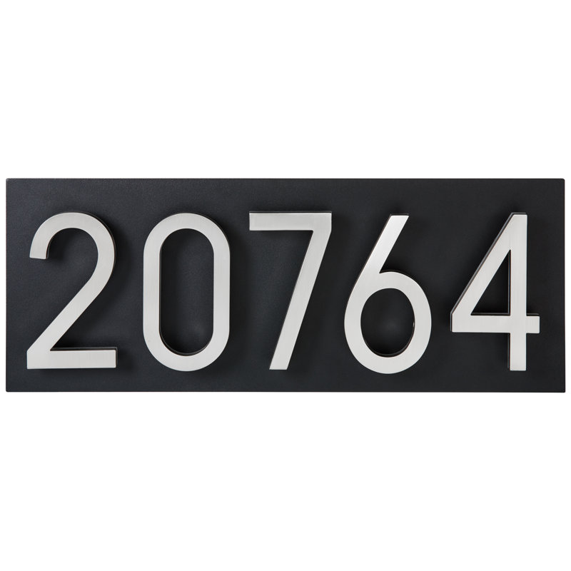 Large Black Steel Floating Address Plaque with Light Sensor