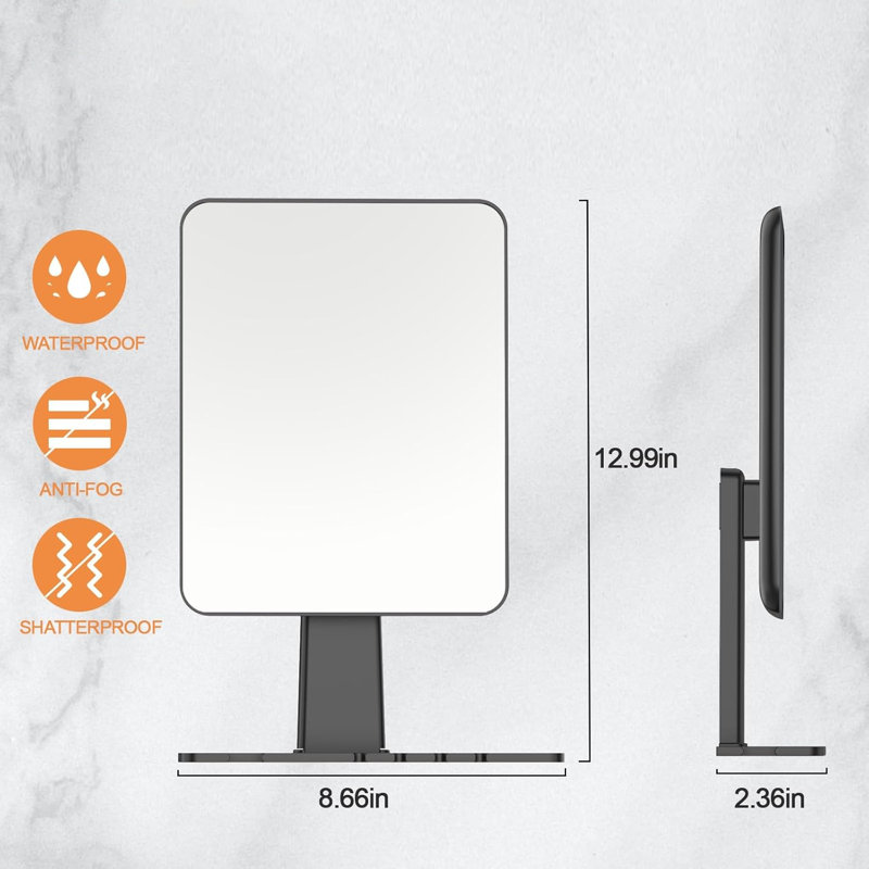 Shower Mirror Fogless for Shaving, Fogless Mirror for Shower with Razor Holder with 2 Adhesive Hooks