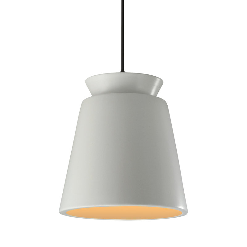Luminaire suspendu conique à 1 lumière Logan, Blanc mat / or champagne, Matte Black, Non