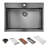 30'' Black Drop-In Single Bowl Kitchen Sink, 16 Gauge Stainless Steel Workstation Kitchen Sink