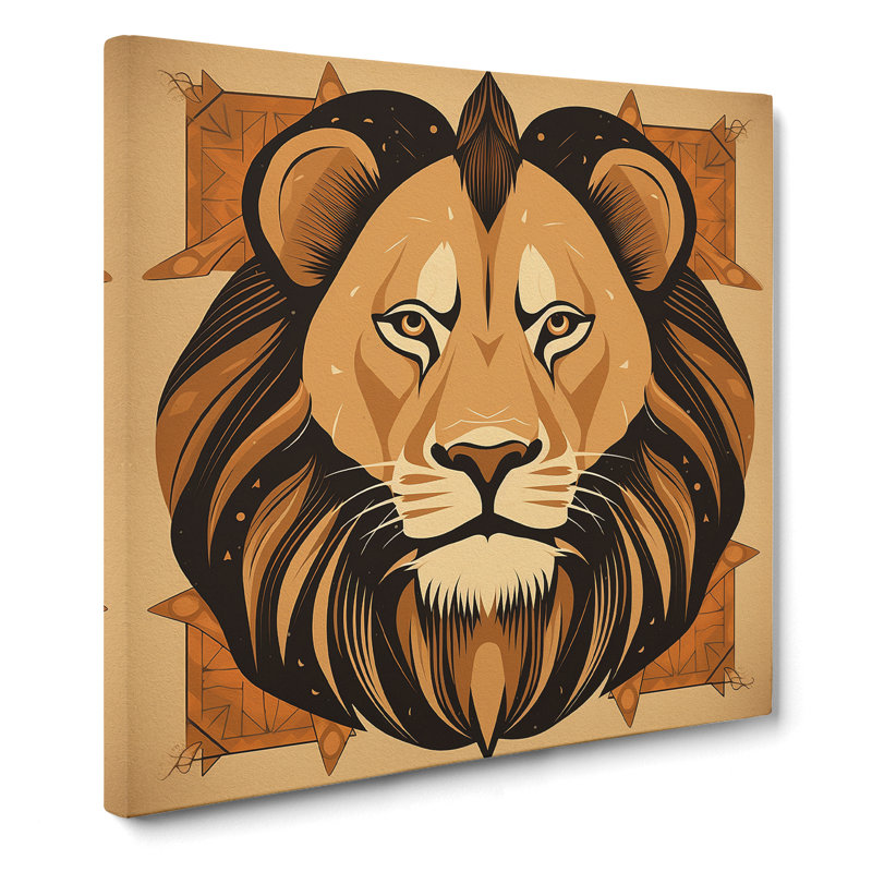 Lion Mid-Century - No Frame Print, 35cm H x 35cm W x 3cm D