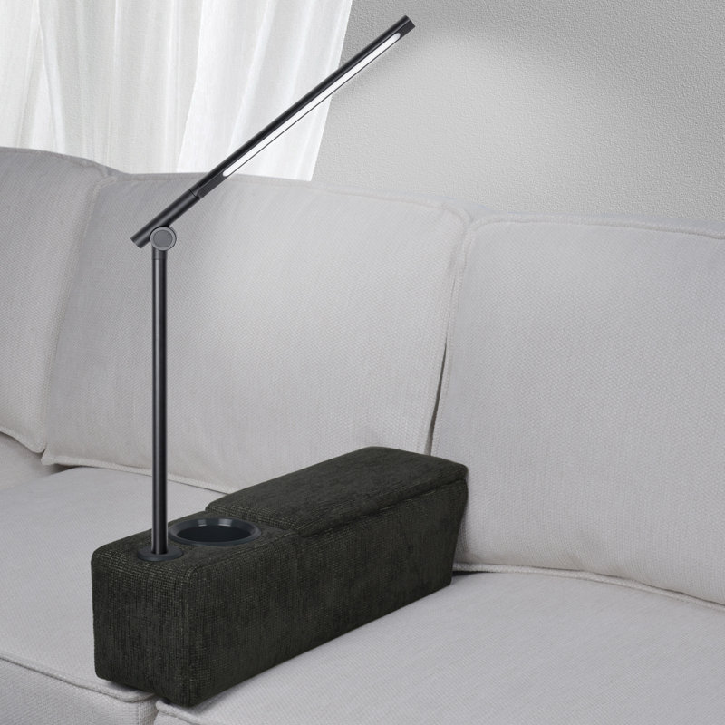 Smart Armrest 6" Wide Adjustable Sofa Armrest with LED Light and Wireless Charge Stand Seamlessly Fit Sectional Sofas, Black