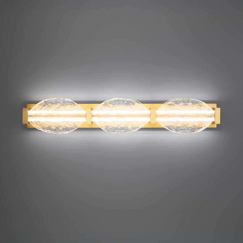 Deco 24" Dimmable LED Bath Vanity & Wall Light With Pressed Glass Shade And Built In Color Temperature Switch (2700K/3000K/3500K/4000K)
