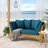 Expandable Daybed With Cushions,Outdoor Couch Acacia Wood Patio Couch With Adjustable Armrests,Outdoor Convertible Sofa With Removable Cushions&Pillows For Patio, Porch, Poode