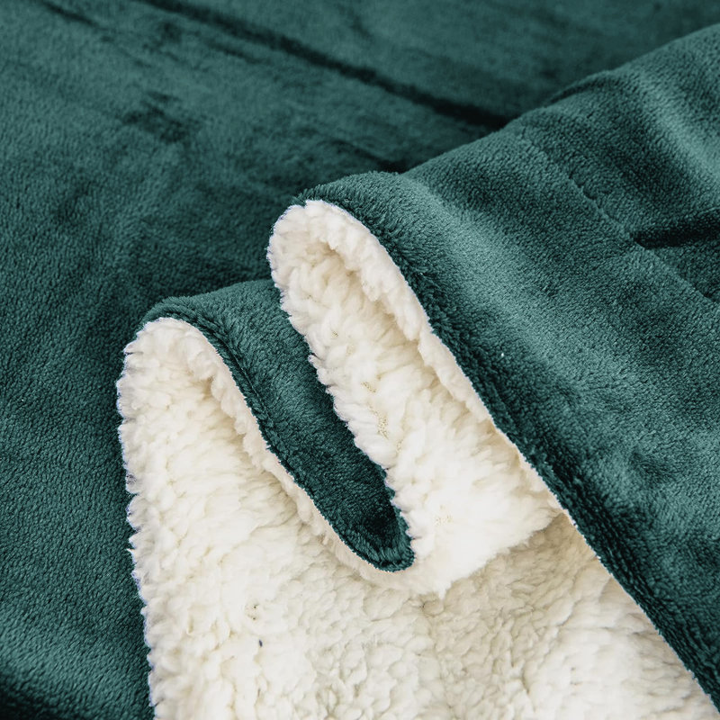 Sherpa Throw Blanket, 150cm W x 200cm L, Emerald