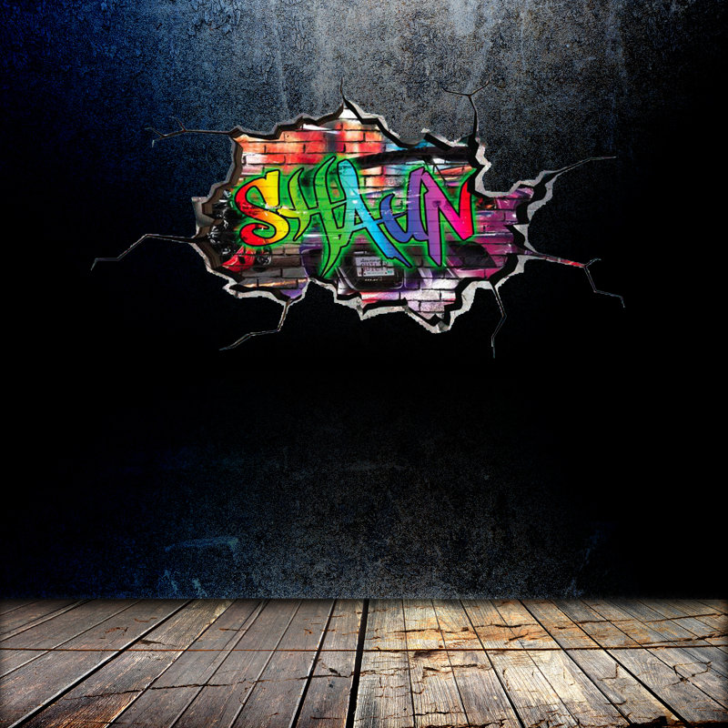 Adhésif décoratif graffiti 3D, H 28 po x l 49 po, Oui