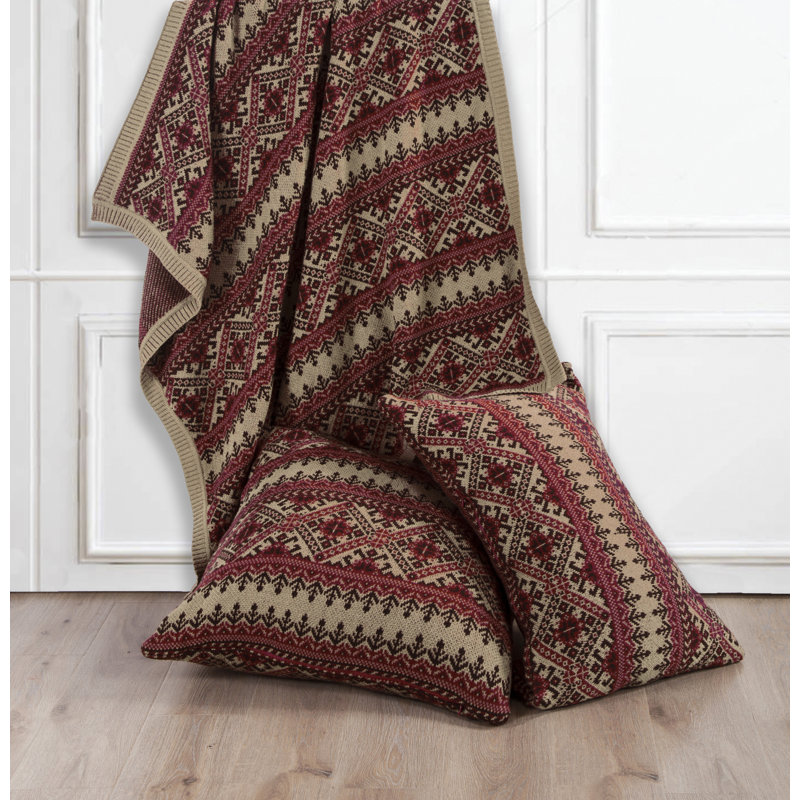 Jeté tricoté Veramae Fair Isle, Brun