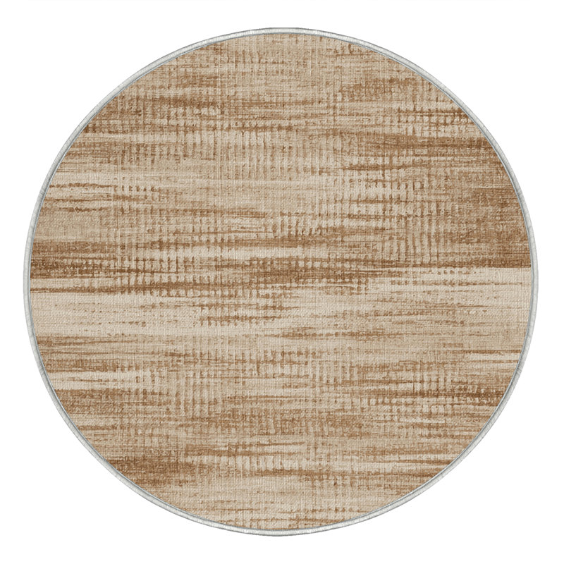 Washable Sandy Neutrals Coastal Area Rug, Round 8'