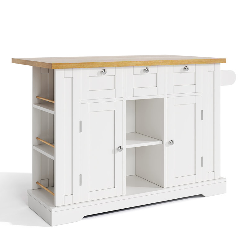 Wood Kitchen Island, White