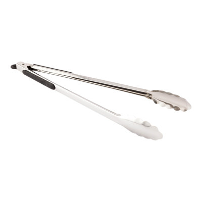 Pinces de cuisine 16 pouces x 3,5 pouces pour restaurantware-met lux, 1 avec pinces de service en caoutchouc antidérapantes, bords festonnés, pinces en acier inoxydable argenté pour la cuisson