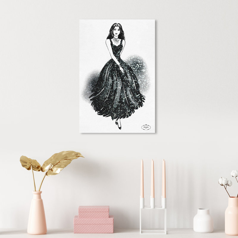 Fashion and Glam Runway Flow II - peinture sur toile, H 15 po x l 10 po, Toile tendue