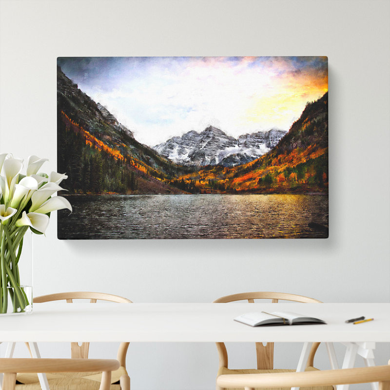 Maroon Bells Mountains In Colorado - Wrapped Canvas Print, 40cm H x 60cm W x 3cm D