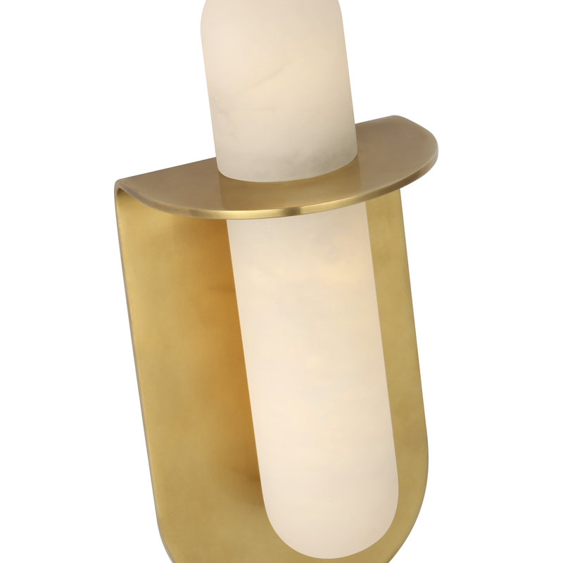 Kelly Wearstler Fosse 11" Invertable Offset Oval Sconce, 10.5" H x 4.5" W x 4" D, 800 W, Antique-Burnished Brass