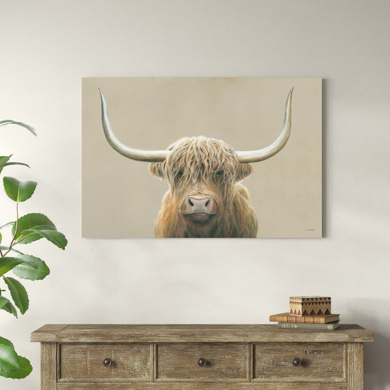 " Highland Cow Neutral " by James Wiens Painting Print, 32" H x 48" W