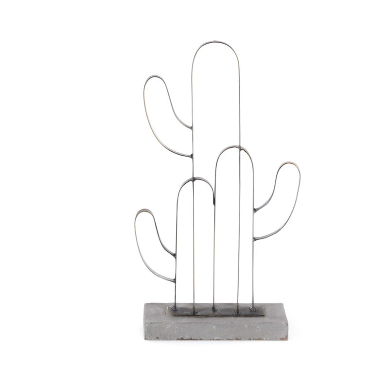 Sculpture de cactus en métal Orwell, H 16 po x l 7 po x P 3 po