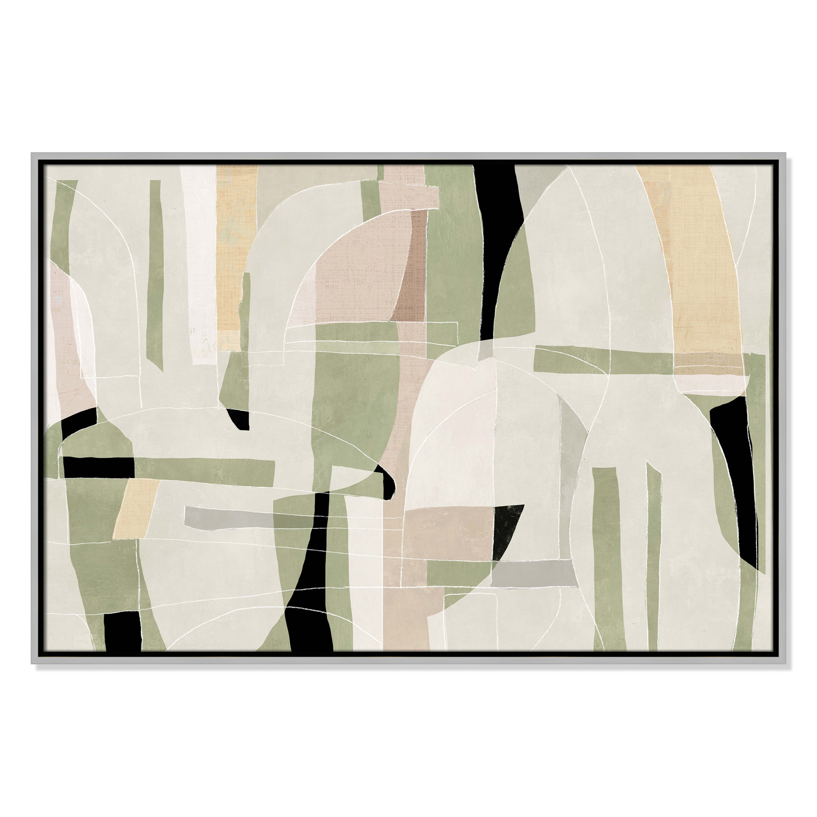Sunny Barcelona - Floater Frame Canvas, 37.5" W x 25.5" H, Silver