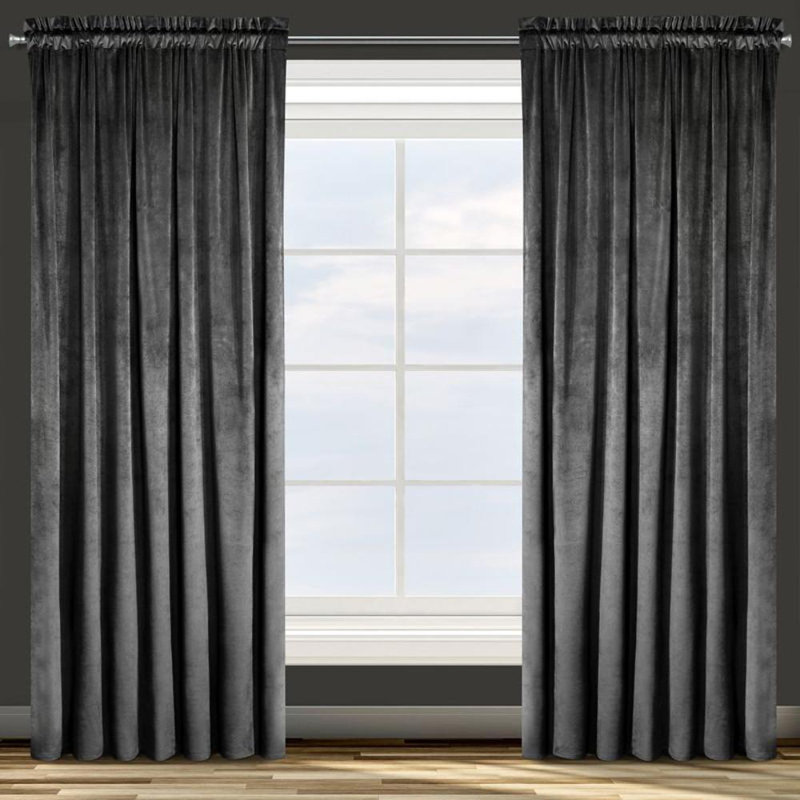 D91 Rosa Slot Top Blackout Curtain, Black