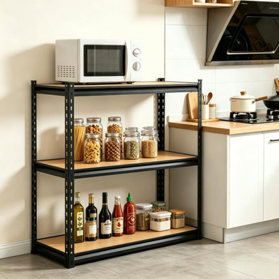 500LBS Garage Shelving 3 Tier Storage Shelves Carbon,Adjustable Metal Shelving Unit,36" W x 18" D x 36" H Garage Shelves for Basement,Warehouse,Pantry,Closet,Kitchen, Heavy Duty