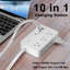 Multiprise avec ports USB, 6 prises de courant, 3 ports de charge USB-A et 1 port USB-C, rallonge plate de 4,8 pi, prise à angle de 45 °, station de charge murale pour bureau à domicile