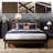 Full Bed Frame with Headboard, Walnut Wood Finish, Strong Metal Supports, Sturdy, Noise-Free, No Box Spring Needed-677546488-696373653