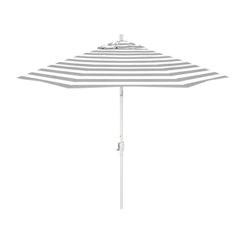 Parasol de marché 9 pi Caenada, Rayure Cabana grise / blanche