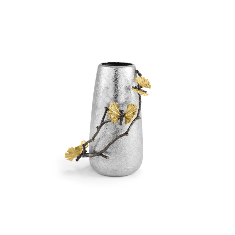 Butterfly Ginkgo Vase, 8" H x 6" W x 5.5" D