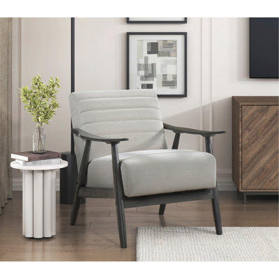 Chaise d'appoint rembourrée en velours perlé de couleur perle, structure en bois massif gris foncé, 31,5 po x 31,5 po x 31,5 po, fauteuil de style transitionnel avec rembourrage en mousse et revêtement gris