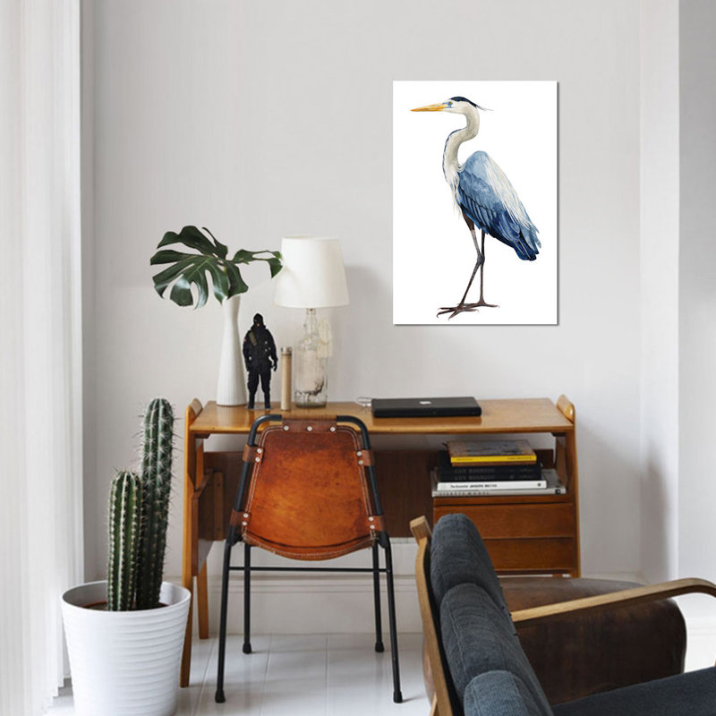 «Seabird Heron I» par Grace Popp - impression sur toile, H 40 po x l 26 po x P 1,5 po, Toile tendue, Pas de tapis