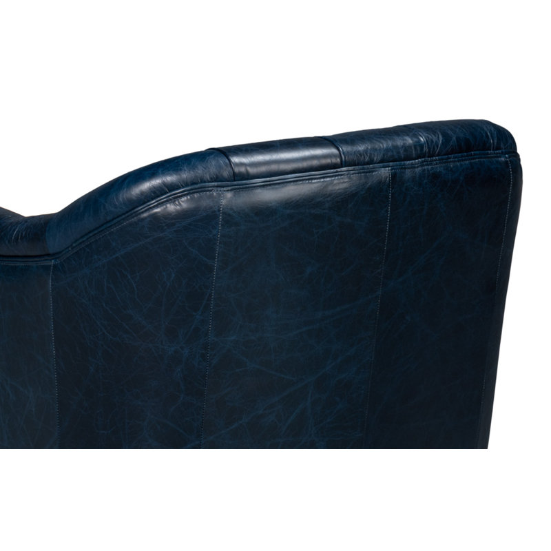 Coolidge Swivel Club Chair, Chateau Blue Genuine Leather