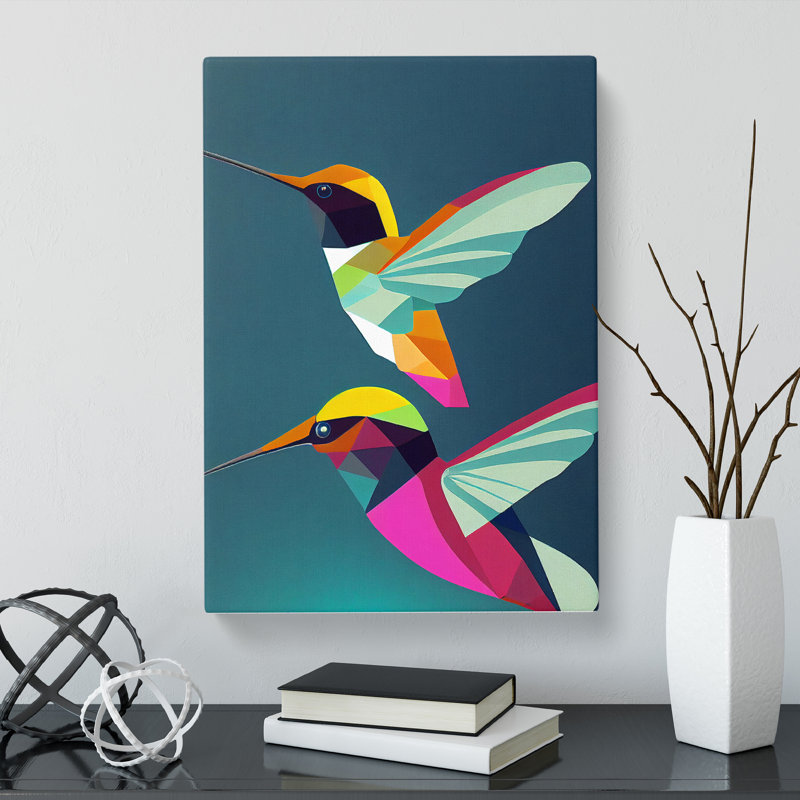 Selevae Hummingbird Geometric - Wrapped Canvas, 60cm H x 40cm W x 3cm D