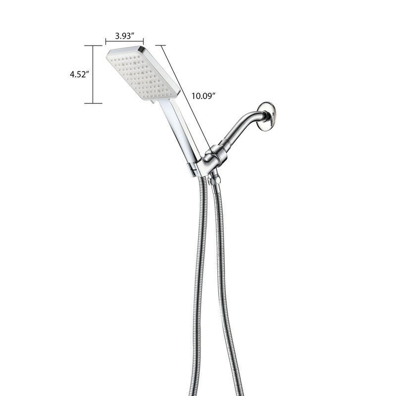 Robinet de douche à main haute avec 6 modes de jet - expérience puissante, installation facile, réglages de forme carrée, optimisation du débit d'eau, détachable