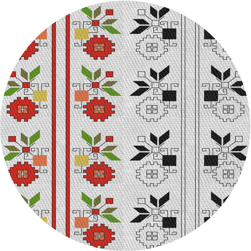 Tapis rouge à motif floral, Rond 6 pi
