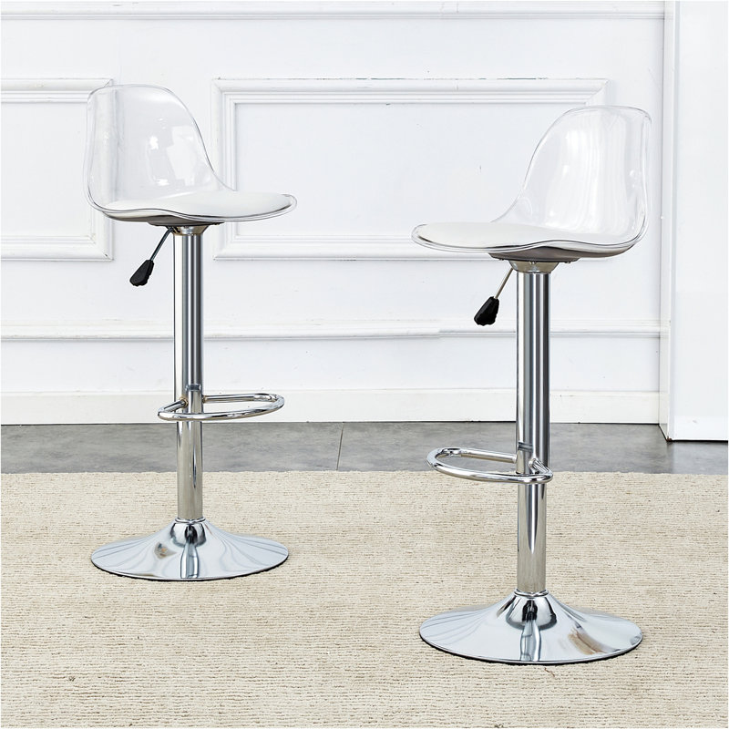Modern Minimalist Bar Chairs And Bar Stools. Can Rotate 360 ° And Adjust Lifting. PET Backrest And PU Seats. Set Of 2. Suitable For Bars, Restaurants, And Front Desk Cashiers.