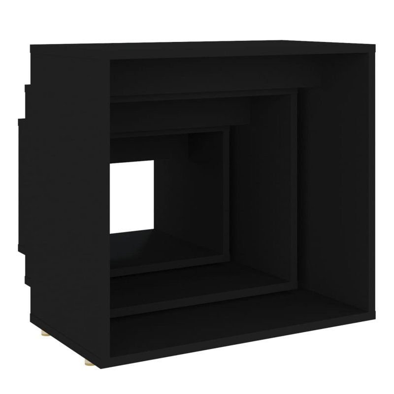vidaXL Nesting Table Engineered wood Small Stackable, Black, Black