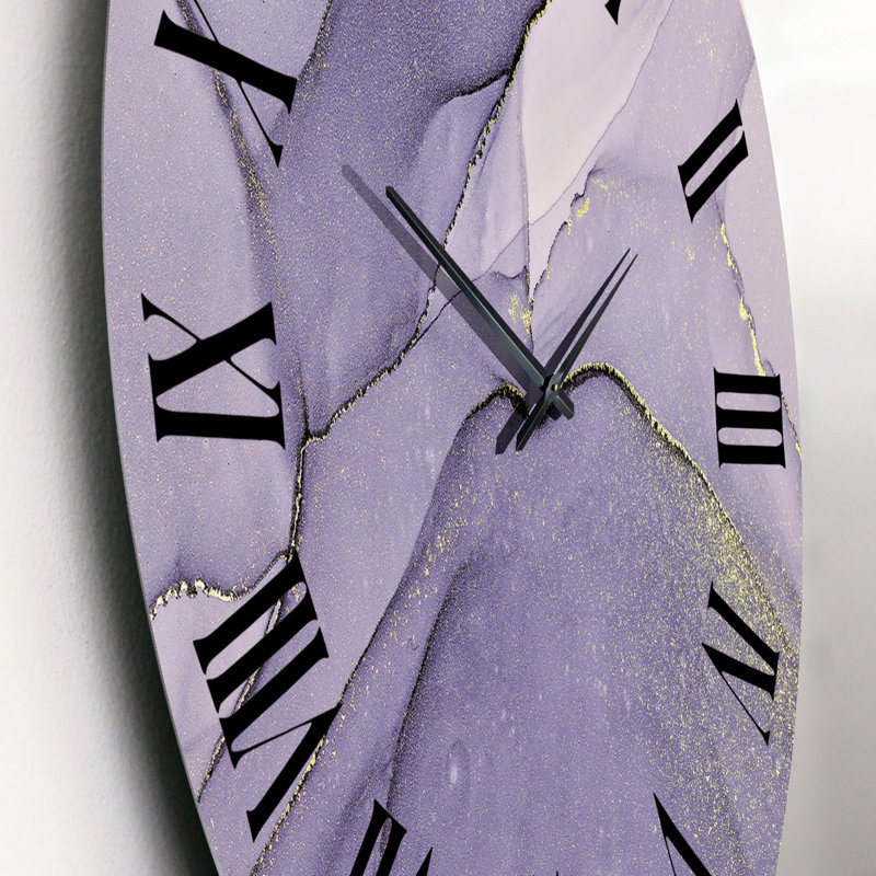 Horloge murale moderne mauve et grise liquide, Petit
