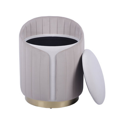 Repose-pieds deux tons avec rangement ou tabouret de coiffeuse, taupe