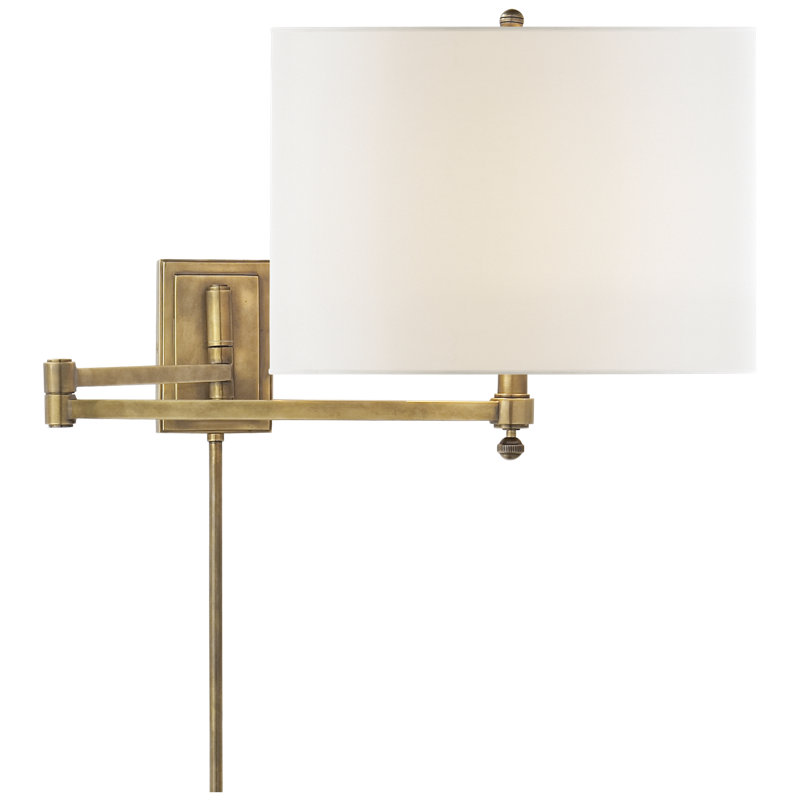 Thomas O'Brien Hudson Swing Arm, Hand-Rubbed Antique Brass, Fabric