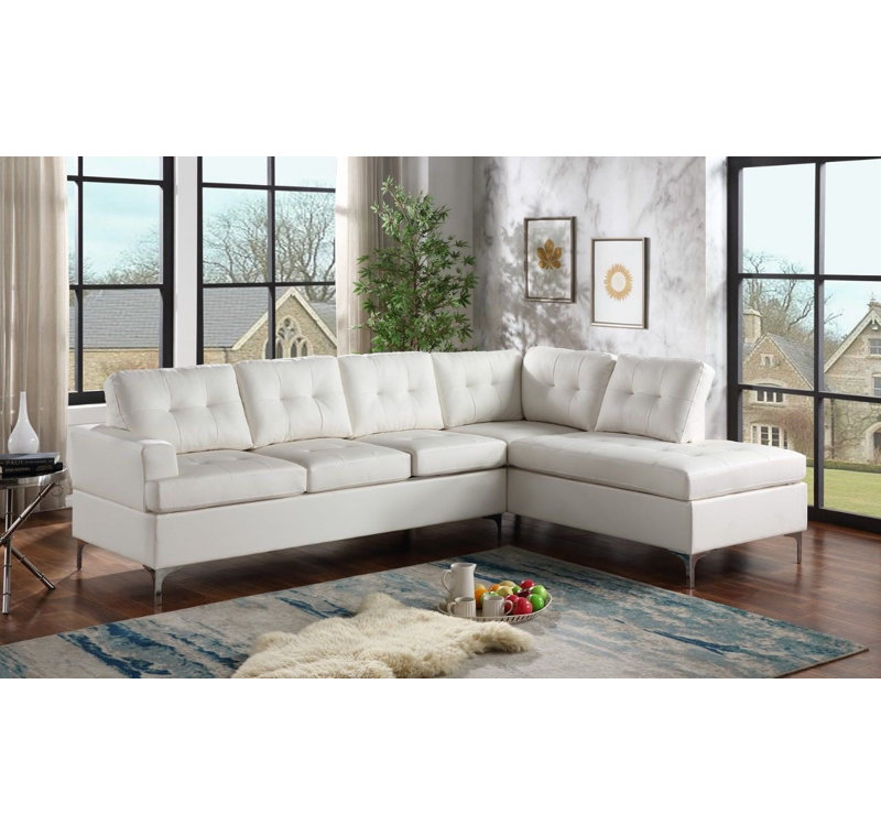 Canapé modulaire en cuir 2 pièces Hovanec, Similicuir blanc rétro